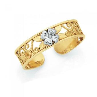 Goldmark 9ct Gold Two Tone Filigree Flower Toe Ring offer