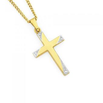Goldmark 9ct Gold Two Tone 21mm Cross Pendant offer