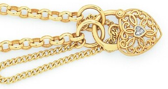 Goldmark 9ct Gold 19cm Solid Belcher Diamond Padlock Bracelet offer