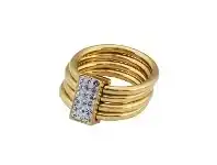 Bevilles Jewellery Stainless Steel Gold Colour 4 Row Ring with Crystal Join offer