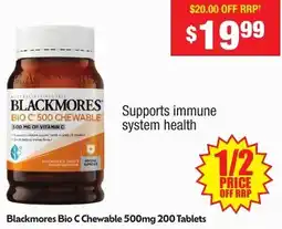Chemist Warehouse Bio C Chewable 500mg 200 Tablets offer