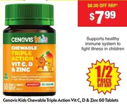 Chemist Warehouse Kids Chewable Triple Action Vit C, D & Zinc offer