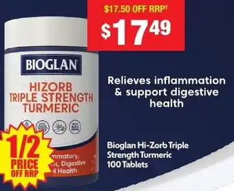 Chemist Warehouse Bioglan hizorb triple strength turmeric offer