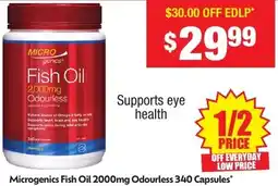 Chemist Warehouse Microgenics Fish Oil 2000mg Odourless offer