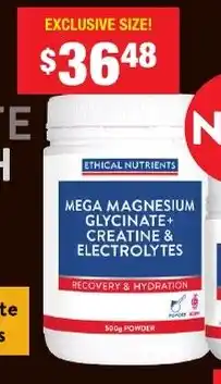 Chemist Warehouse Mega magnesium glycinate+ creatine & electrolytes offer