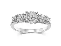 Bevilles Jewellery Solitaire Look Dress Ring with 1/4ct of Diamonds in 9ct White Gold - N offer