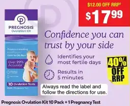 Chemist Warehouse Pregnosis Ovulation Kit +1 Pregnancy Test offer