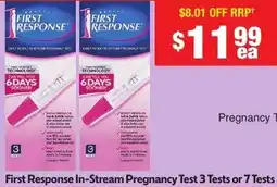 Chemist Warehouse First Response In Stream Pregnancy Test 3 Tests offer