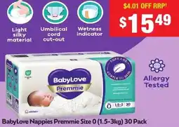Chemist Warehouse BabyLove Nappies Premmie Size 0 offer