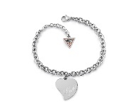 Bevilles Jewellery Guess Love Rhodium Plated Guess Love Heart Charm Bracelet offer