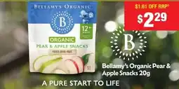 Chemist Warehouse Bellamys Organic Pear & Apple Snacks offer
