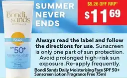 Chemist Warehouse Bondi sands daily moisturising face spf 50+ sunscreen lotion fragrance free offer