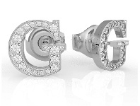 Bevilles Jewellery Guess G Multi Chain Rhodium Plated G Round Pave Stud Earrings offer