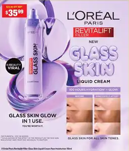 Chemist Warehouse L Oréal Paris Revitalift Filler Glass Skin Liquid Cream Face Moisturiser offer