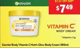 Chemist Warehouse Garnier Body Vitamin C Nutri Glow Body Cream offer