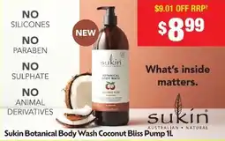 Chemist Warehouse Sukin botanical body wash coconut bliss pump offer