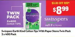 Chemist Warehouse Swisspers Earth Kind Cotton Tips With Paper Stems Twin Pack offer