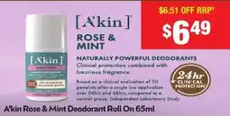 Chemist Warehouse A kin Rose & Mint Deodorant Roll On offer
