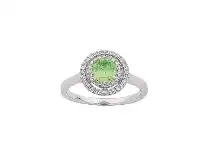 Bevilles Jewellery August Birthstone Sterling Silver Light Green Cubic Zirconia Halo Ring - O offer