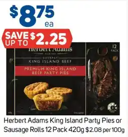Foodland Herbert Adams King Island Party Pies or Sausage Rolls offer
