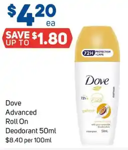 Foodland Dove Advanced Roll On Deodorant offer