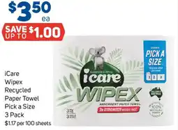 Foodland iCare Wipex Recycled Paper Towel Pick a Size offer