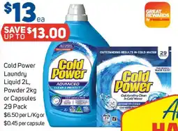 Foodland Cold Power Laundry Liquid Powder or Capsules offer
