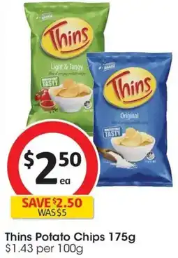 Coles Thins Potato Chips offer
