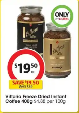 Coles Vittoria Freeze Dried Instant Coffee offer
