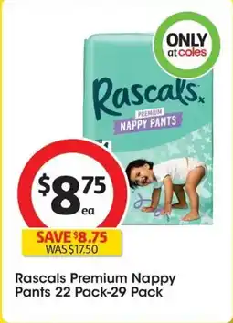 Coles Rascals Premium Nappy Pants offer