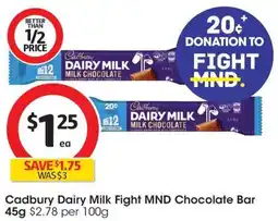 Coles Cadbury Dairy Milk Fight MND Chocolate Bar offer