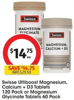 Coles Swisse Ultiboost Magnesium, Calcium + D3 Tablets or Magnesium Glycinate Tablets offer