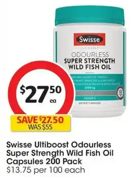 Coles Swisse Ultiboost Odourless Super Strength Wild Fish Oil Capsules offer