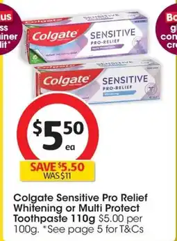Coles Colgate Sensitive Pro Relief Whitening or Multi Protect Toothpaste offer