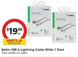 Coles Belkin USB A Lightning Cable White offer