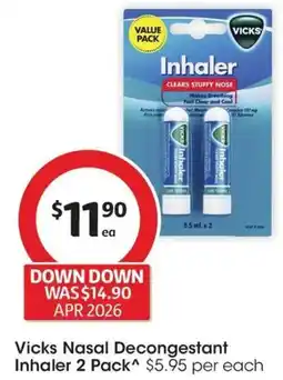 Coles Vicks Nasal Decongestant Inhaler offer