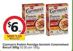 Coles Carman's Protein Porridge Sachets Caramelised Biscuit offer
