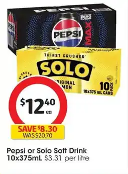 Coles Pepsi or Solo Soft Drink offer