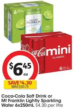Coles Coca-Cola Soft Drink or Mt Franklin Lightly Sparkling Water offer
