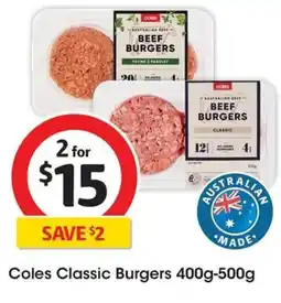 Coles Coles Classic Burgers offer
