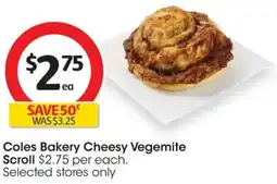 Coles Coles Bakery Cheesy Vegemite Scroll offer