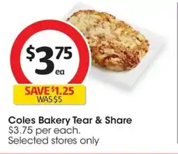 Coles Coles Bakery Tear & Share offer
