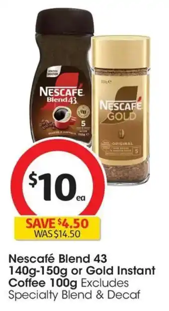 Coles Nescafé Blend 43 or Gold Instant Coffee offer