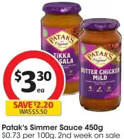 Coles Patak's Simmer Sauce offer