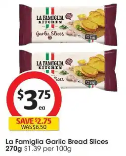 Coles La Famiglia Garlic Bread Slices offer