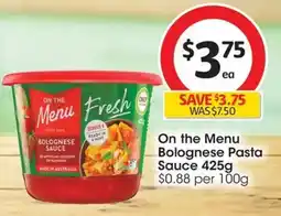 Coles On the Menu Bolognese Pasta Sauce offer