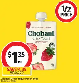 Coles Chobani Greek Yogurt Pouch offer