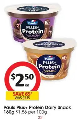 Coles Pauls Plus+ Protein Dairy Snack offer