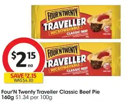 Coles Four'N Twenty Traveller Classic Beef Pie offer