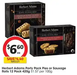 Coles Herbert Adams Party Pack Pies or Sausage Rolls offer